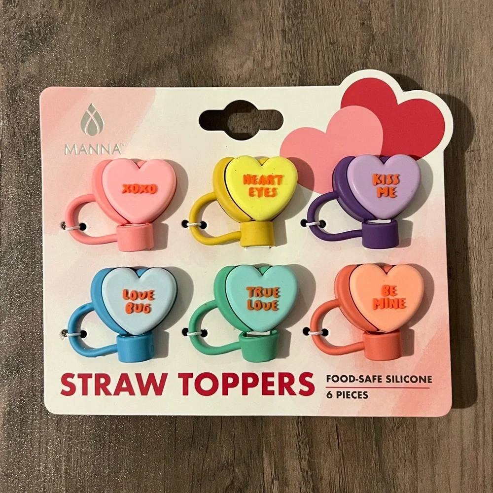 Manna Valentine’sDay Candy Heart Straw Toppers - Multicolor Set